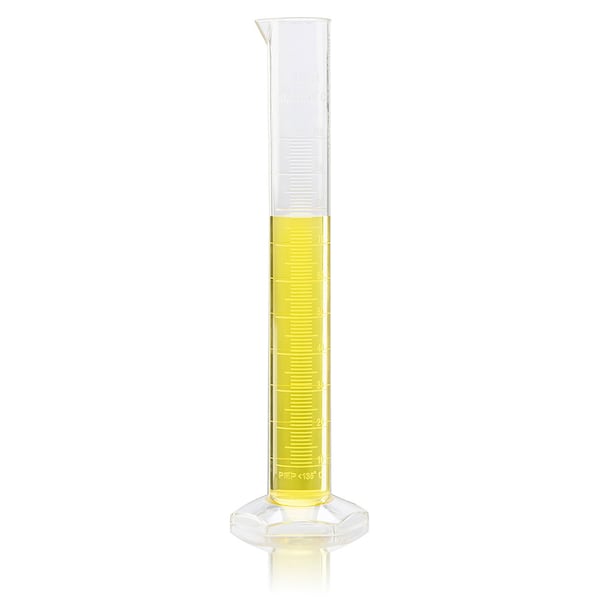 Globe Scientific 100mL Cylinder, Measuring, Diamond Essentials, Class B, PMP, Molded Graduations, tall form 3703-100 - main